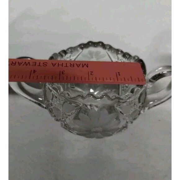 Brilliant Cut Crystal Glass‎ Cream and Sugar Set - Sawtooth Rim Vintage - Picture 5 of 10